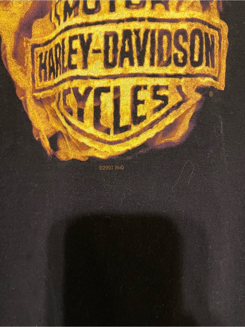 Y2K Harley-Davidson Men’s Black T-Shirt with Golden Eagle Graphic SZ L - Picture 2 of 7